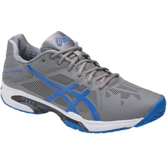Asics Men's GEL-Solution Speed 3 Tennis Shoes Gray Blue E600N Size 7.5 Athletic‎ - Picture 1 of 8